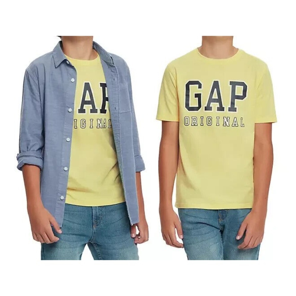 Gap Kids Boys Woven Shirt Set Size M 8 Lemonade Blue Yellow 2 Piece T-Shirt